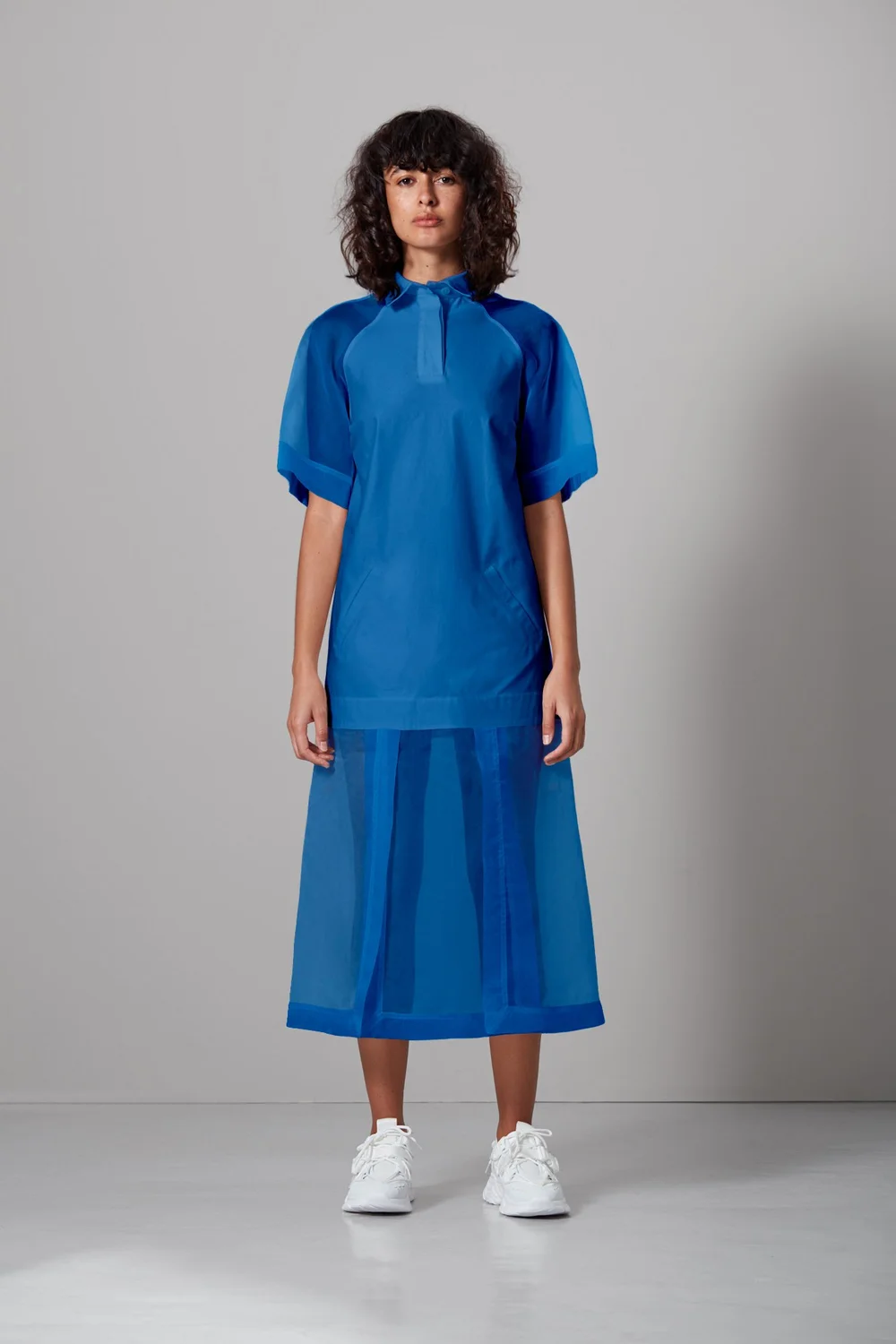 panel shirt dress Short Sleeve Shirt Dress With Asymmetric Panel by Plan C