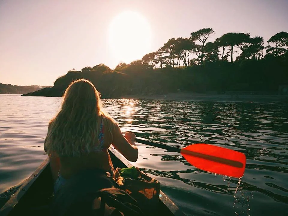 woman Kayaking with a sunset, Katy Griffin, Thera-Sea, Cornwall