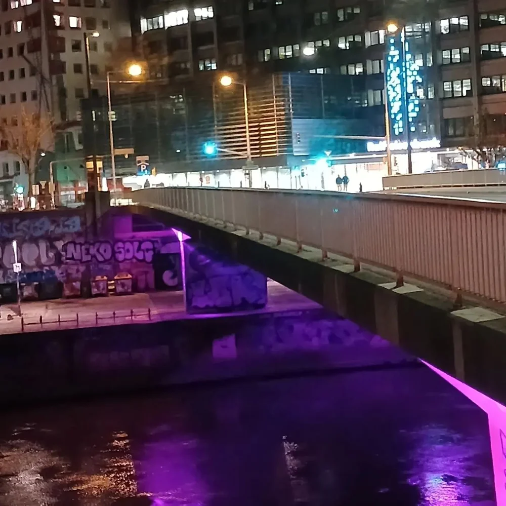 Travail de coeur- un pont d&eacute;cor&eacute; de mes figurines en terre dans la nuit. LE PONT DES FEMMES

Mon installation sur les railles du pont repr&eacute;sente le don de la vie qui nous avait &eacute;t&eacute; donn&eacute; par ces m&egrave;res 