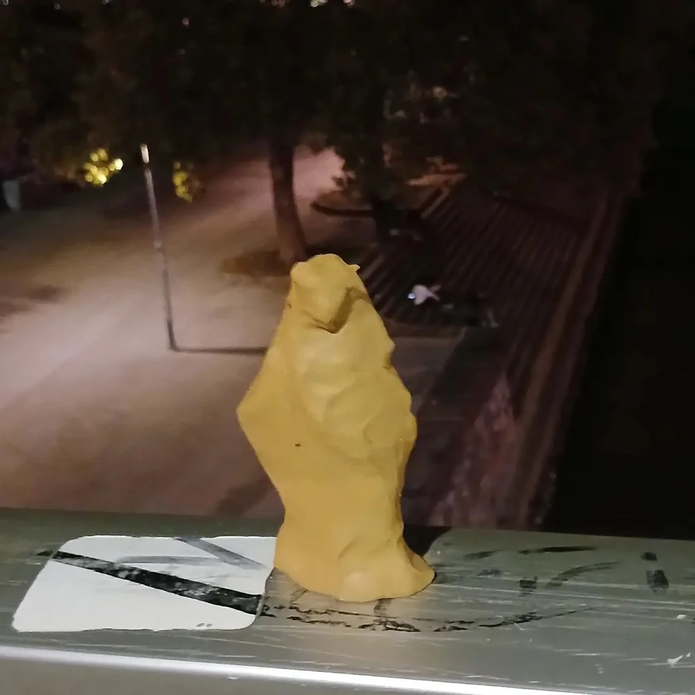 None of these spontaneously sculpted figurines were left a couple of hours after I installed the &quot;PONT DE FEMMES&quot; last night, 10/13/2024 on the railing of the Salztorbr&uuml;cke in Vienna. The unfired clay dissipated.

My art project in a p