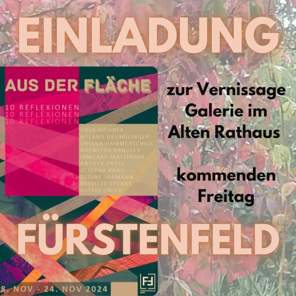 Ich freue mich auf spannende Begegnungen und w&uuml;nsche euch allen viel Freude an unserer gemeinsamen Ausstellung. N&auml;chsten Freitag sehen wir uns!
Liebe Gr&uuml;&szlig;e