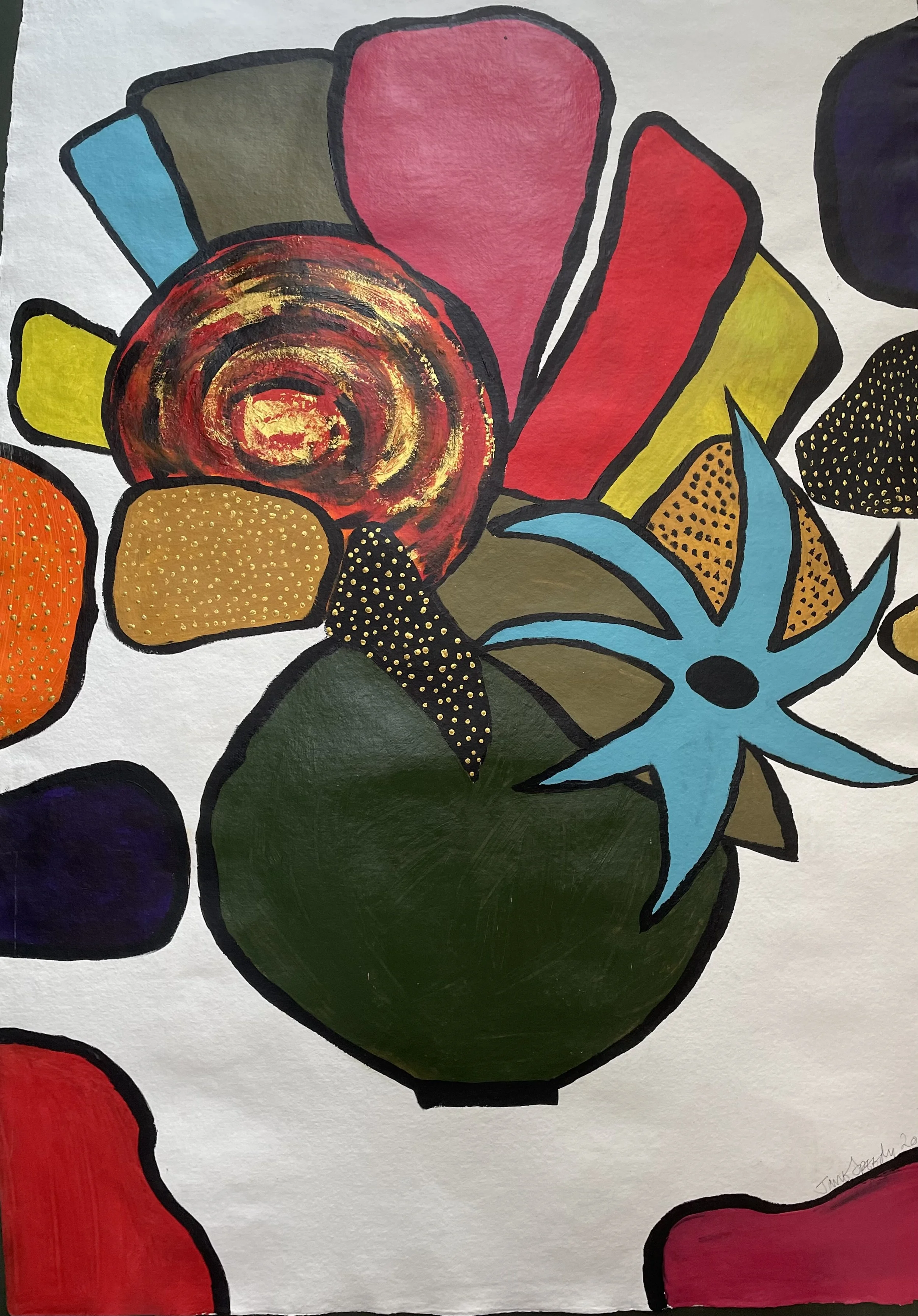 Flowers in a green vase. 2018 (SOLD) 