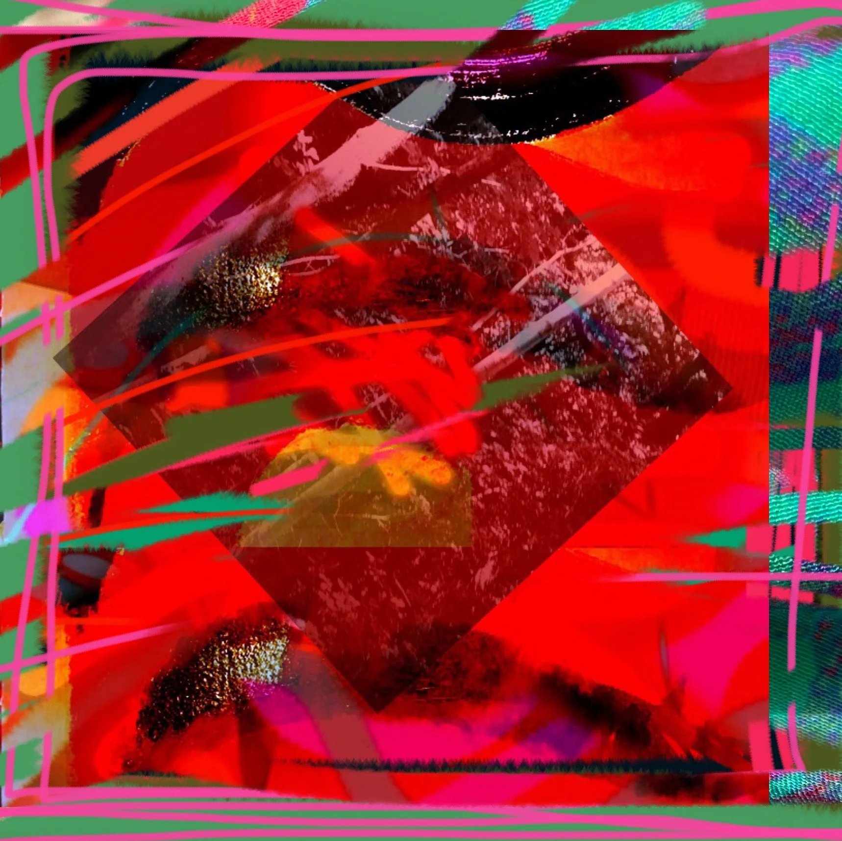  iPad painting/photo collage, hand finished in cold wax on sustainably sourced, archival paper, 60 x 85cm.  