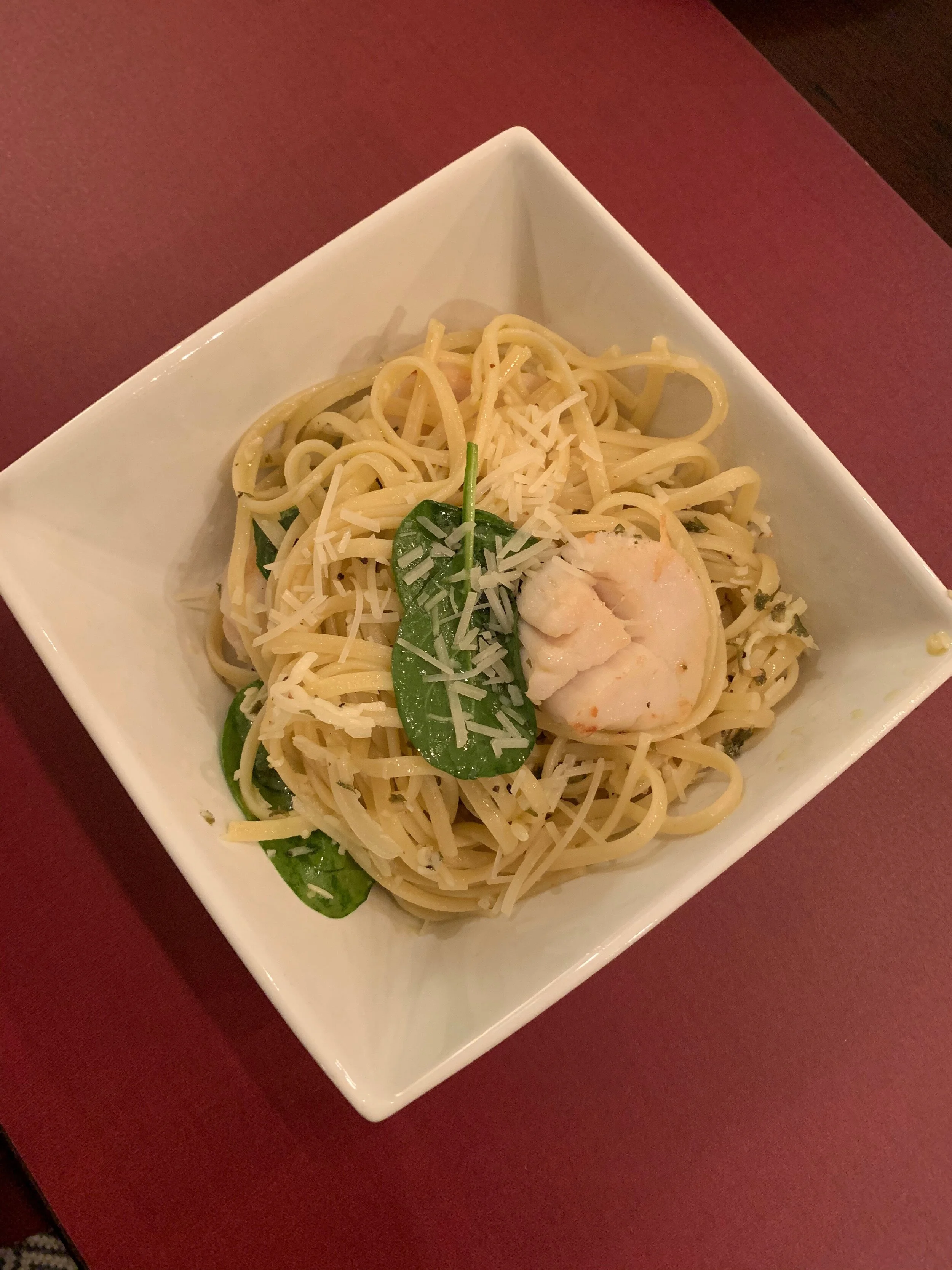 Pasta, Scallop, Arugula in Lemon Sauce