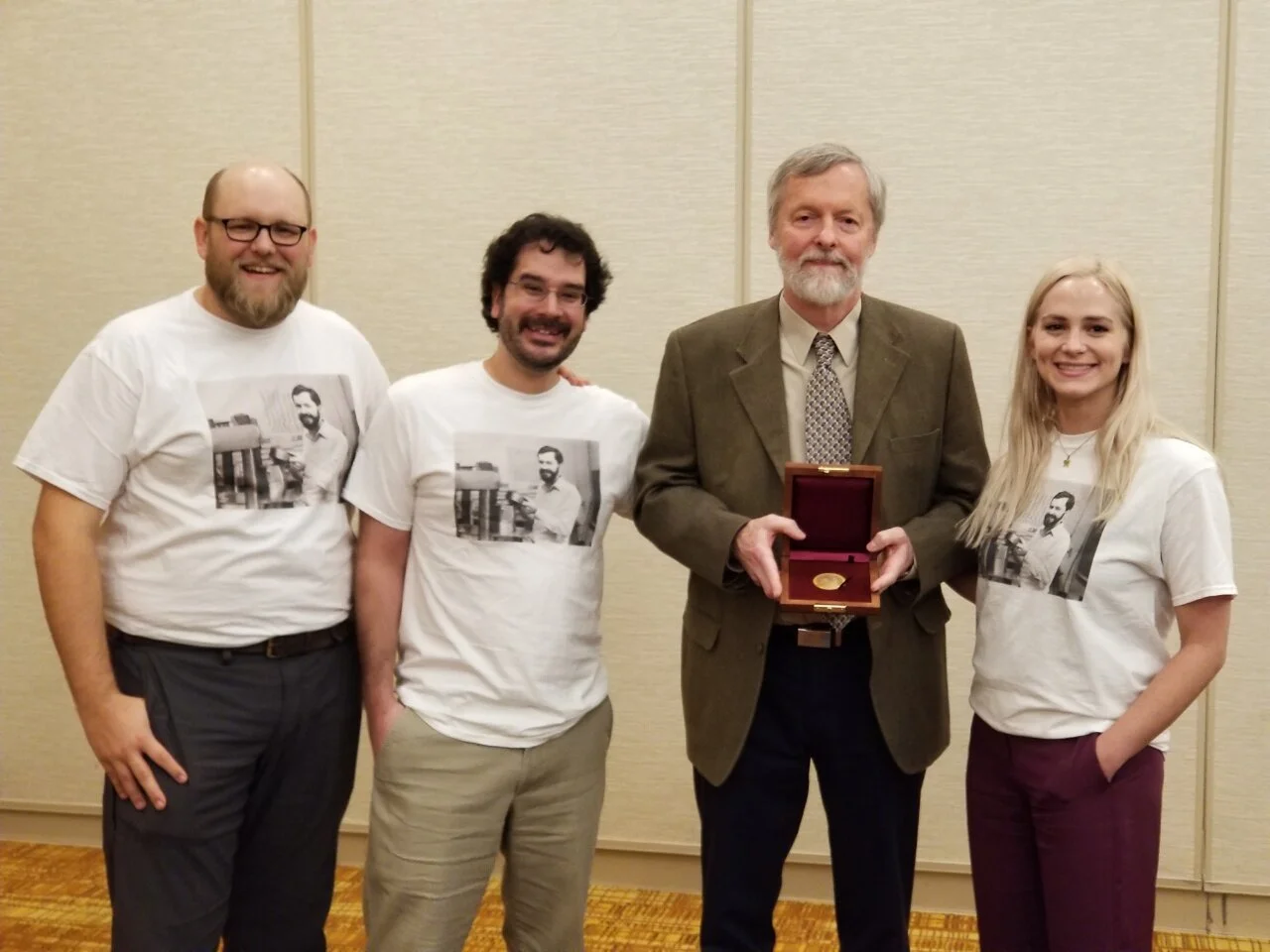 RPI alumni celebrate Bruce Watson’s Roebling Medal at GSA 2018 (check out young EBW on our shirts!)