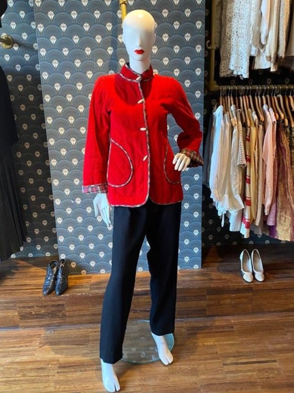 70’s Red cord and tartan duffle coat