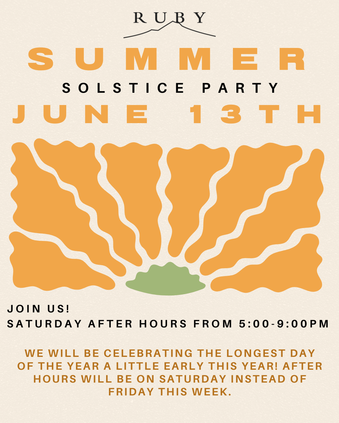 Summer Solstice Party - June 13 - Saturday After Hours
