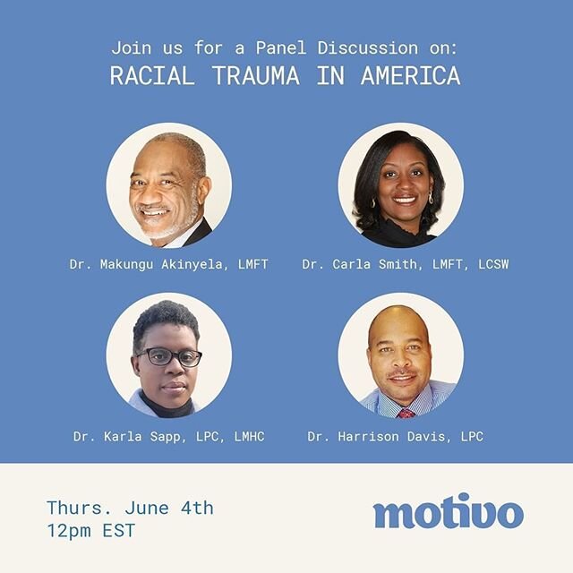 Posted @withregram &bull; @wearemotivo Racial trauma or race-based traumatic stress is defined as, &quot;the cumulative effects of racism on an individual's mental and physical health.&quot; All Mental Health Professionals are invited to join us for 