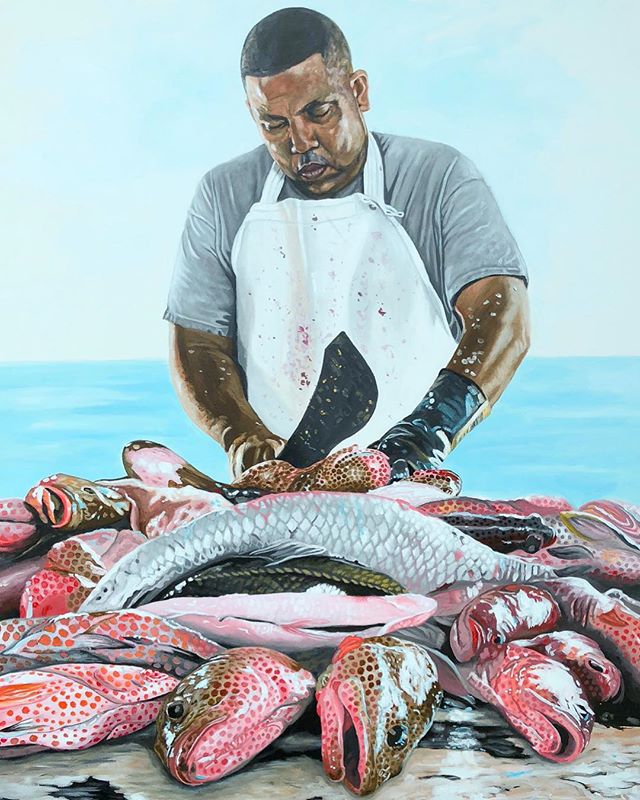 The fish market in George Town, Cayman is one of the best places to snap interesting pics. The guys are always super friendly, funny and just generally awesome to hang out with. 
#art #artwork #paint #painting #cayman #caribbean #island #islandlife #