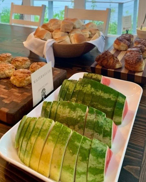 Possibly our favorite party combo:⁠
🍉 Watermelon slices⁠
🧈 August First biscuits⁠
🚣 Lake views⁠
⁠
What's yours?