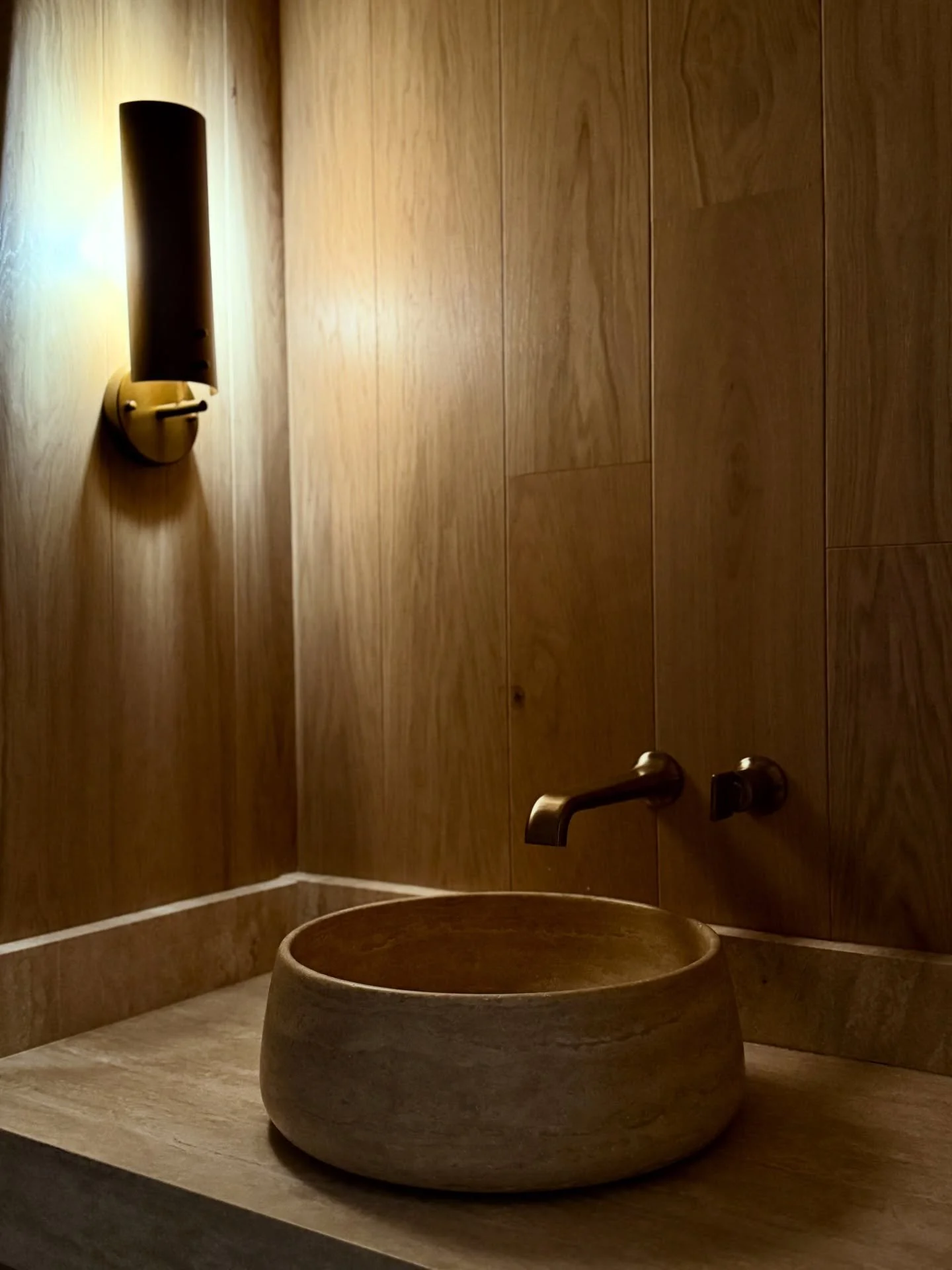 After many months of dust, debris, steel and lumber, it&rsquo;s somewhat surreal to see the finishing touches at our ground up Amagansett beachfront project come into focus. 

This is the powder room, a warm, quiet, wonderfully peaceful little space 