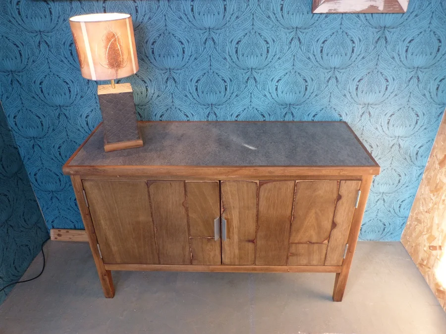 Sideboard made from ply wood and pine with a marmoleum top.JPG