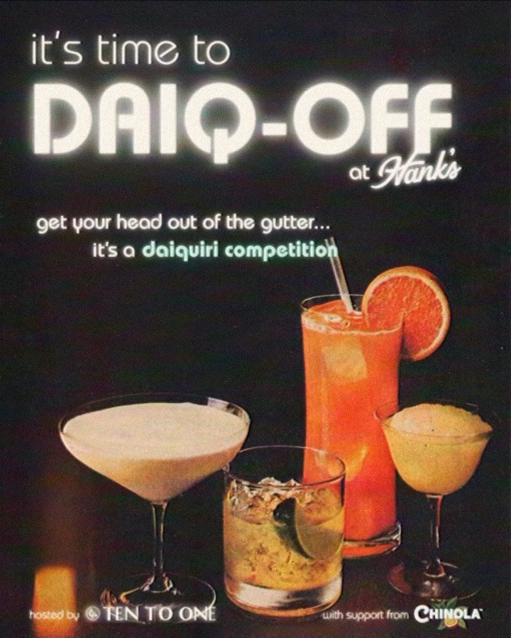 Sometimes a Daiq-Off is just the thing you need&hellip; 😜 Tues 5/13 🍹 6:30 PM ❤️&zwj;🔥 Competitive Bartenders + $10 Daiquiris Alllll Night‼️

#Letshaveakiki #letshaveaconclave #daiquiri #pope #hanksbk #bartenderlife #bushwick #bk #tentoonerum #chi