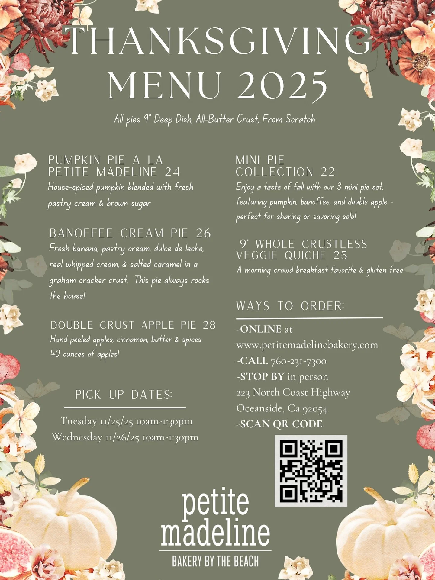 You voted, now it&rsquo;s time for pie 🥧🥧🥧

Our Thanksgiving Pre-Orders are LIVE‼️
Featuring our homemade pies, mini pies, and quiche 
Click the link in our bio to pre-order online today! 🍂 

All of our pies are 9&rdquo; Deep Dish, All Butter Cru