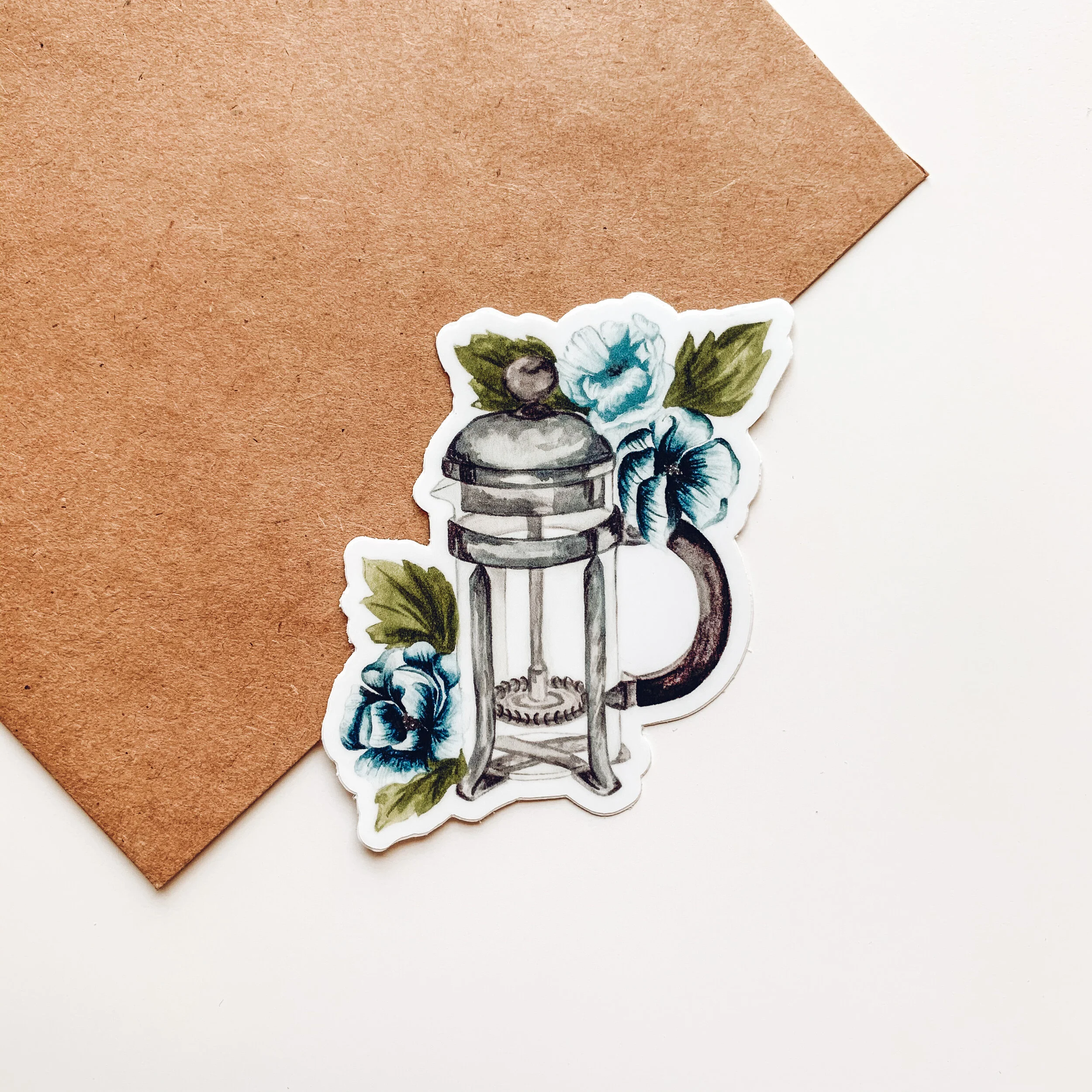 FRENCH PRESS FLOWER STICKER