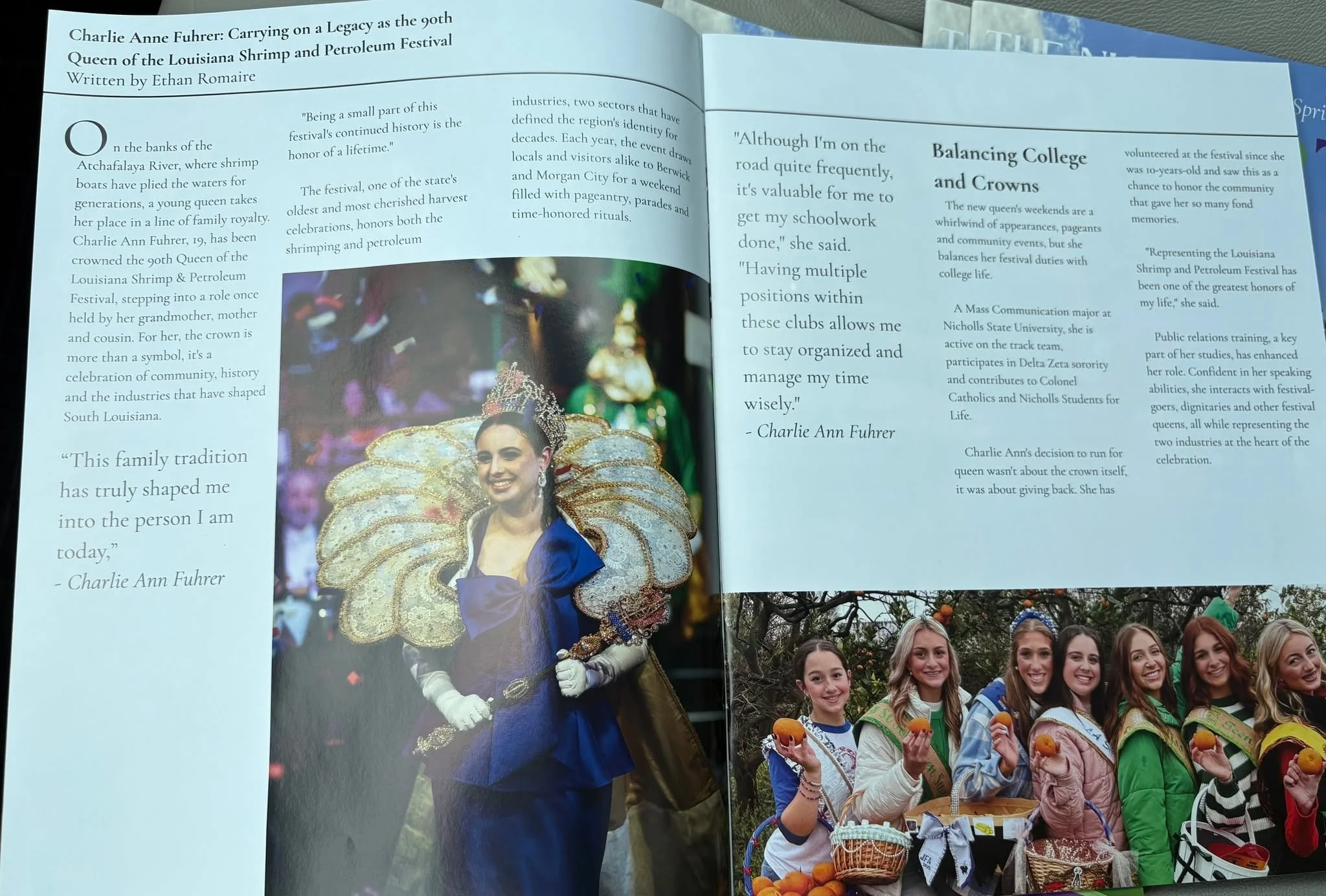 We are proud to see #Queen90 featured in the Nicholls Worth Mardi Gras Edition! The article beautifully highlights her family legacy, her love for the LASPF, and finding  balance during her busy reign!