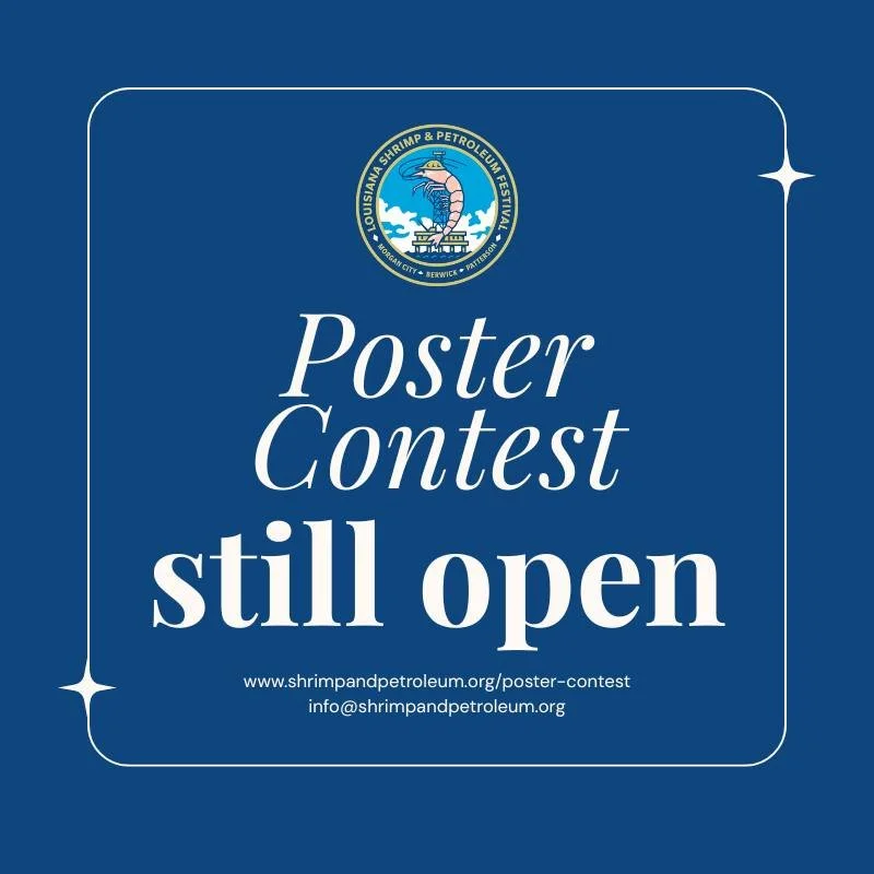 Calling all artists! 🎨🦐

Our poster contest for the Louisiana Shrimp &amp; Petroleum Festival is still open!
Don&rsquo;t miss your chance to showcase your talent&mdash;submit your design today! #LASPF91