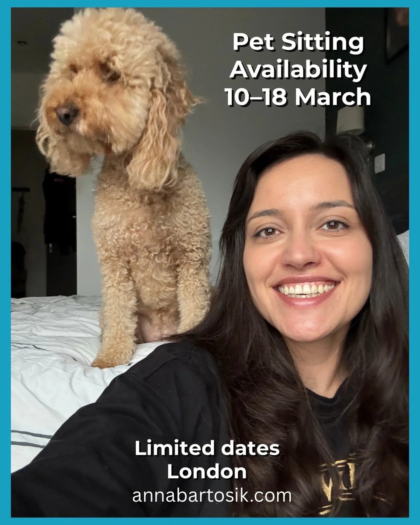 Got some pet sitting availability coming up 🐾

📅 10 March (from late afternoon/evening) &ndash; 18 March (until around 12pm)
📍 London

DM me if this could be a good fit 💙

#petsitting #dogsitting #petsitteruk #dogsitter #petcare housesitting dogl
