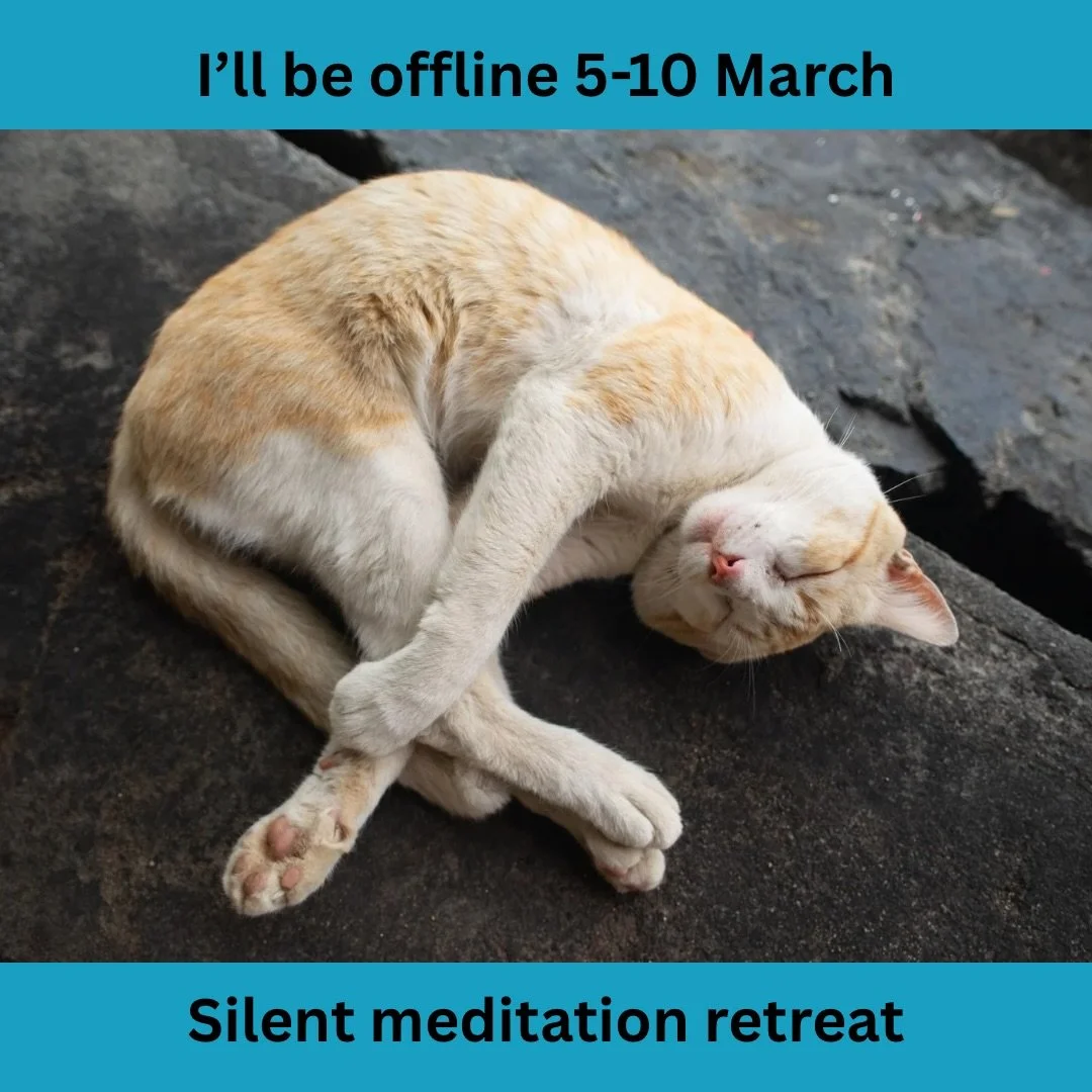 I&rsquo;ll be offline on a silent meditation retreat from 5&ndash;10 March, so I won&rsquo;t be checking emails or messages.

After that I&rsquo;ll have limited availability, and I&rsquo;ll reply to all enquiries after the 17th of March.

Thank you f