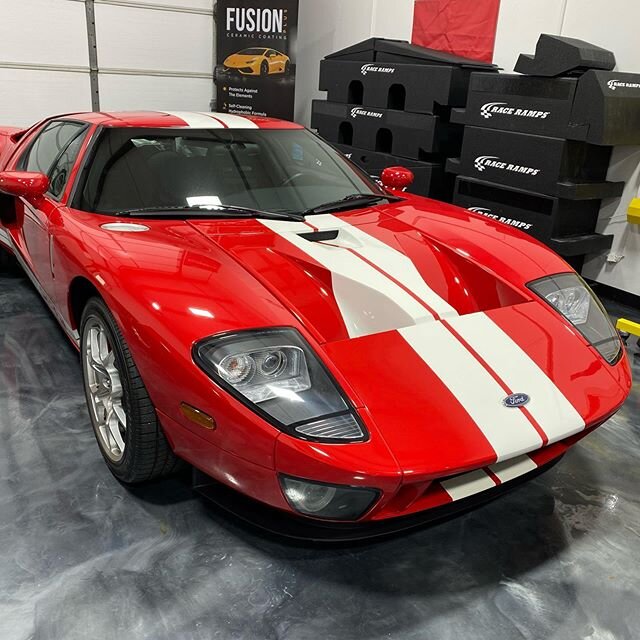 Next up for @xpel  paint protection film! 2005 Ford GT! #ford #xpel #paintprotectionfilm #protecteverything #protectivestyles @xpel @ford @greatertxford @cquartzfinest @raceramps #fordgt #fordvsferrari