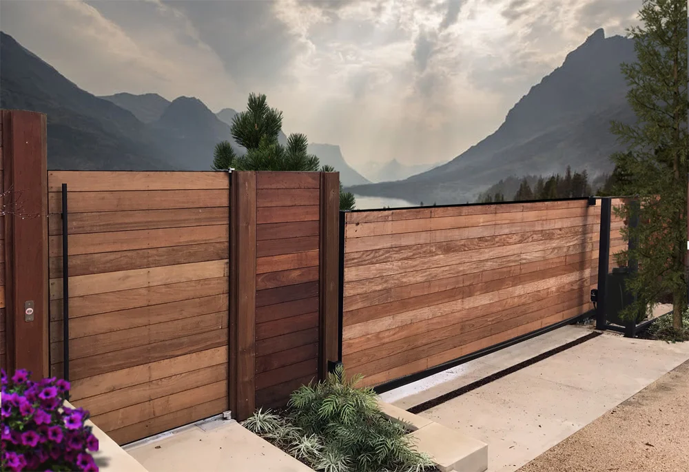 Steel Frame Wood Inset Slide Gate