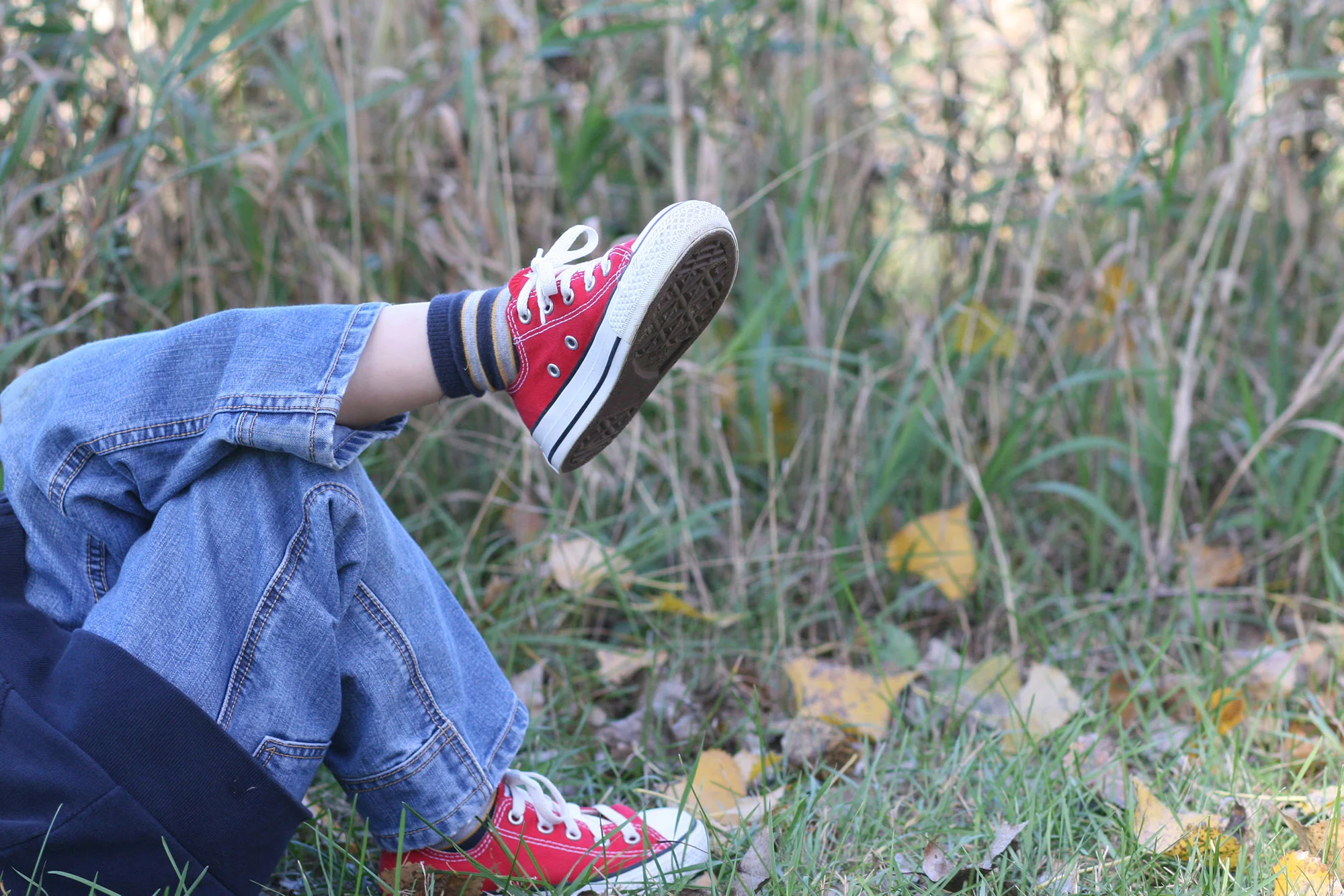 Photo of Boy with Red Converse Sneakers in the Grass  |  LaPanta Photography  |  Candid Photos of Children and Outdoor Photos |  Shoreview, MN