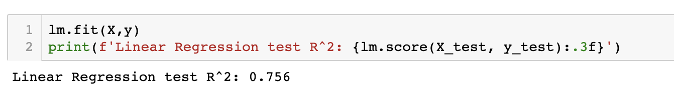  R squared test results  