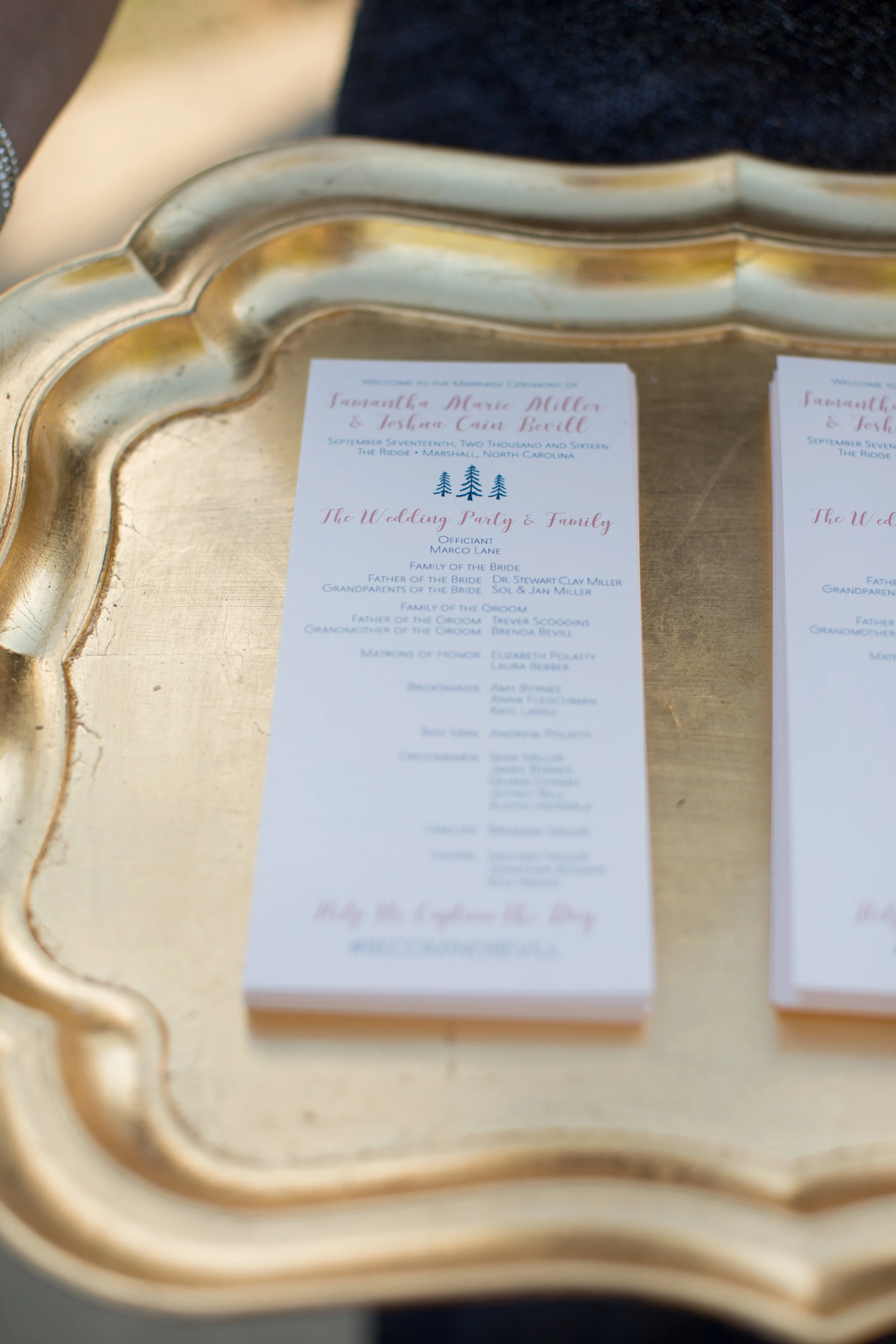 samantha & josh's ceremony programs