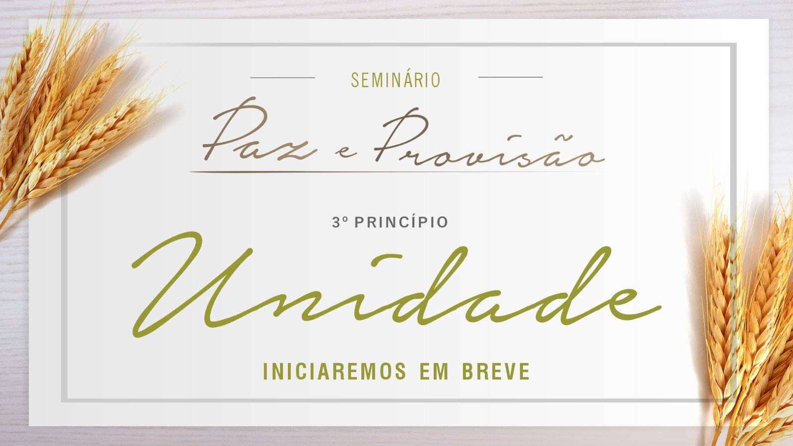 Seminário Paz e Provisão - 3º Princípio - Unidade - Ap Edmilson