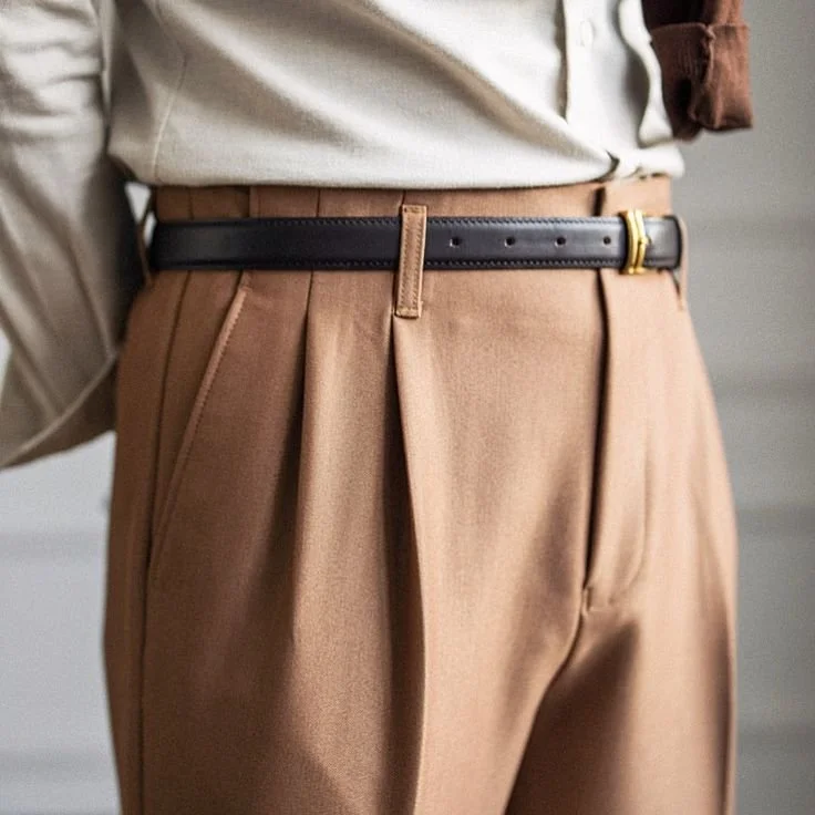 Men's Summer Flat Front Style Zipper Fly Closure Business Casual Pants.jpeg