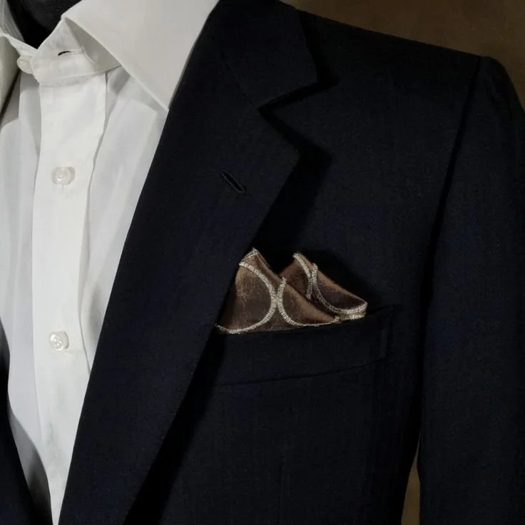 100% Silk Bronze Stitch Circles Pre-Folded Pocket Square Insert _ Color_ Brown_Tan _ Size_ Os.jpeg