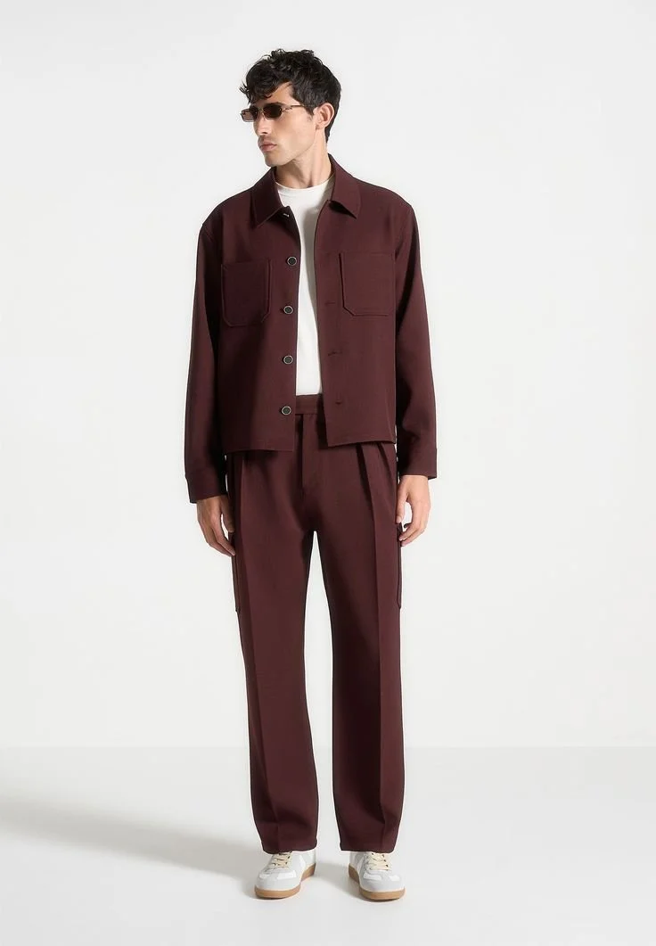 Maurice - Relaxed Fit Twill Pocket Trousers - Wine Red.jpeg