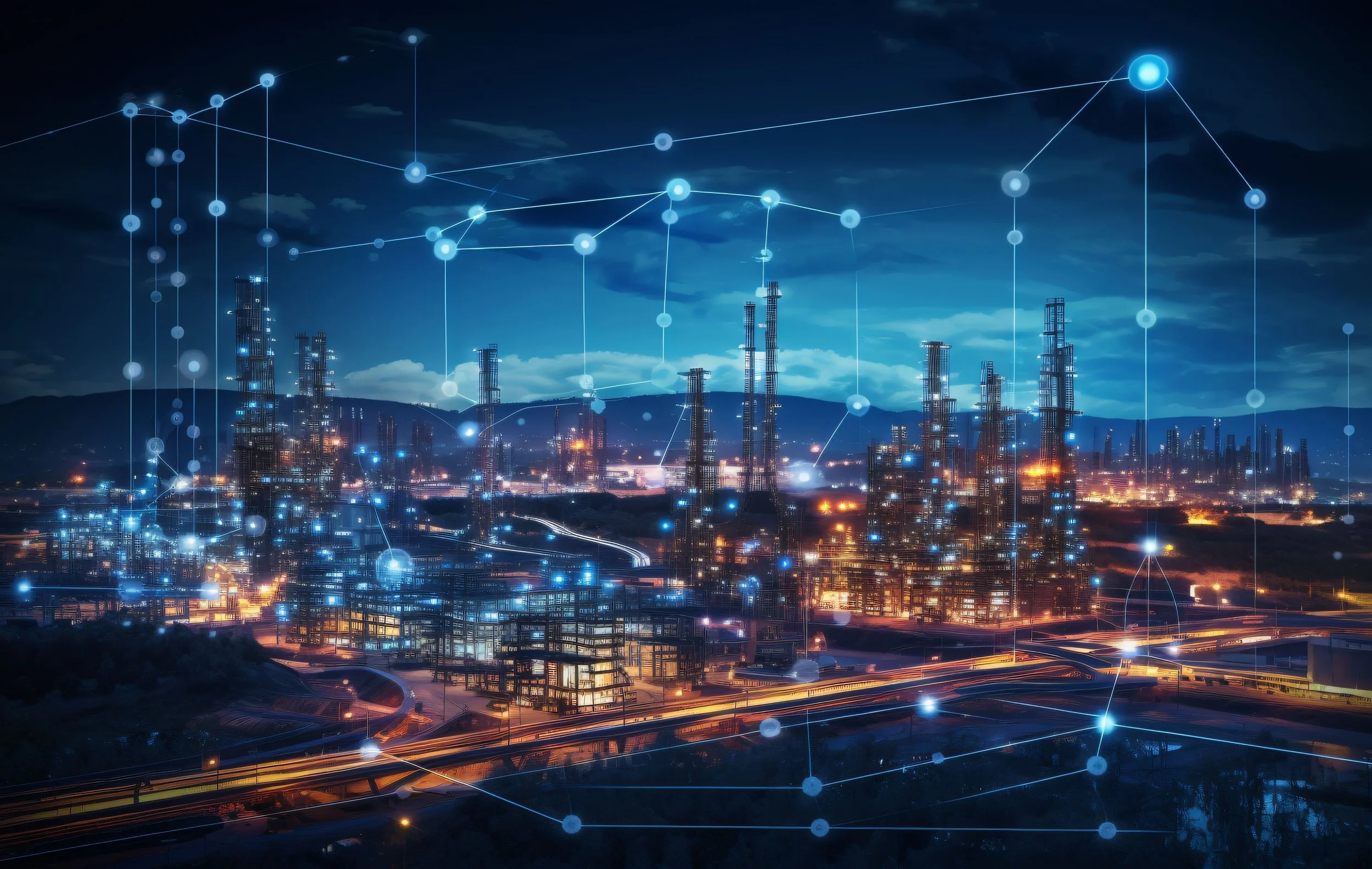 Power plant with abstract energy grid visualization