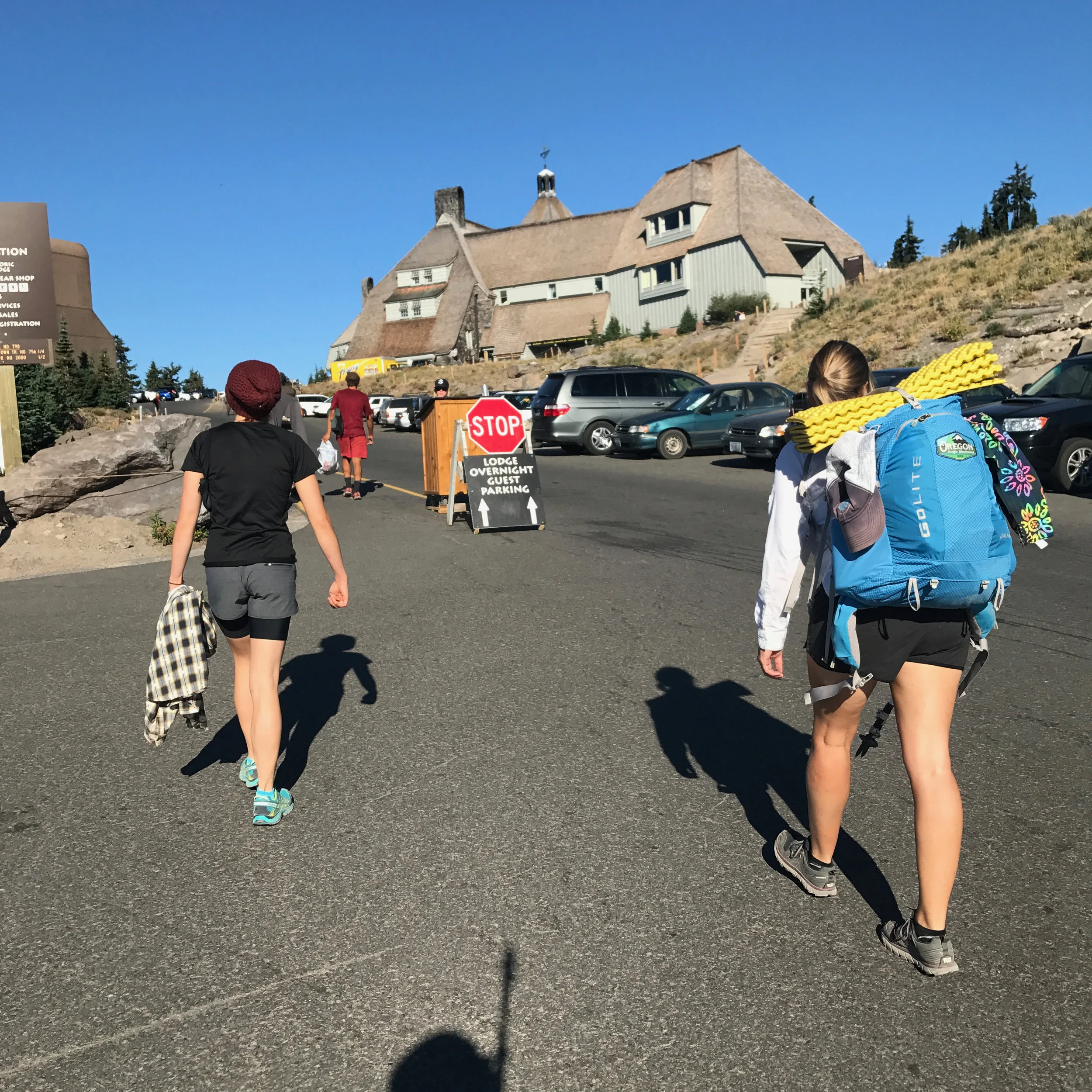 Getting back to Timberline Lodge after driving down to Government Camp for Sam to top up on resupply