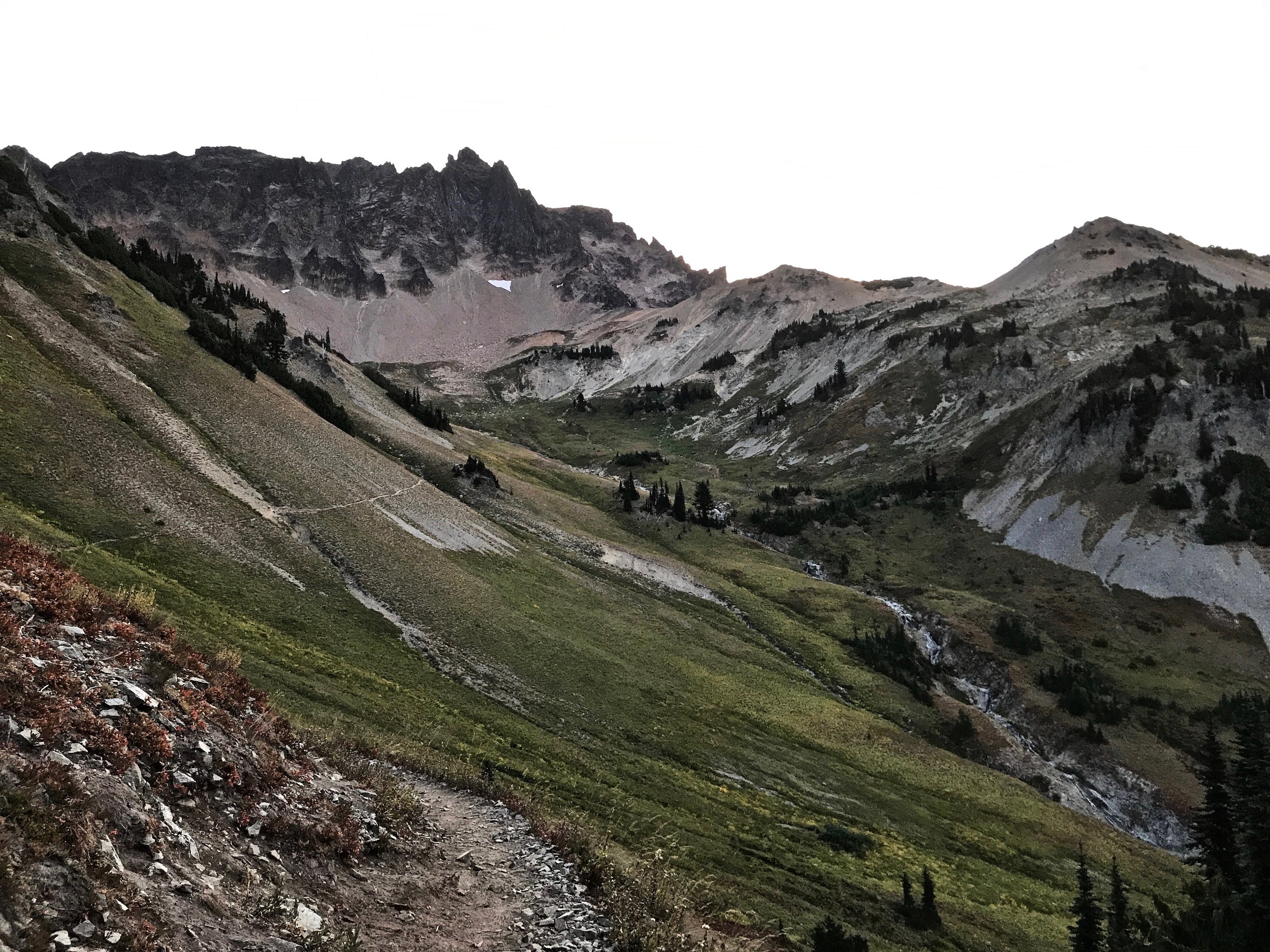 Looking back at our campsite and the backside of Old Baldy