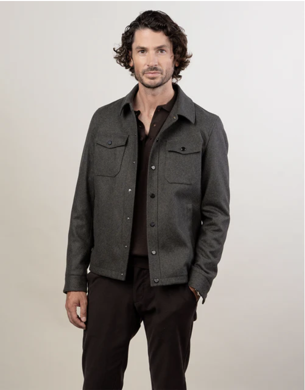 Dark Green Stud Front Jacket .png