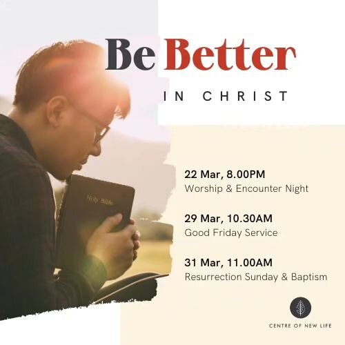 Embrace the journey of Lent and invite the Holy Spirit guide you to Be Better everyday. 🙌🏻 Join us this season as we commit to our daily rhythms, uniting as one body of Christ.

Don't miss the chance to worship and encounter the Holy Spirit tomorro