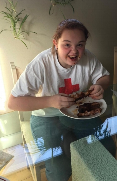 Enjoying ribs !!!