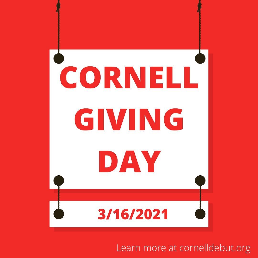 Mark your calendars‼️Giving Day is just one week out‼️

Cornell Giving Day is a one-day fundraising event that supports students, various programs, and research on Cornell&rsquo;s campus. 

By supporting DEBUT this upcoming Giving Day, you&rsquo;ll h