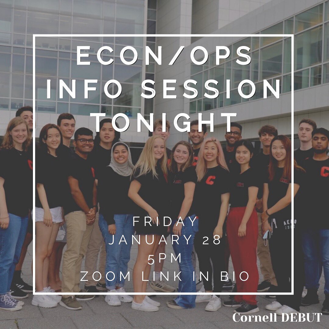 Our Econ and Operations info session is TONIGHT! Mark your calendars and get excited. Come hear more about the work that our project team does- zoom link in bio. Applications for the operations and econ teams are due 2/2. See you tonight! 🧪🤩🧬 

#c
