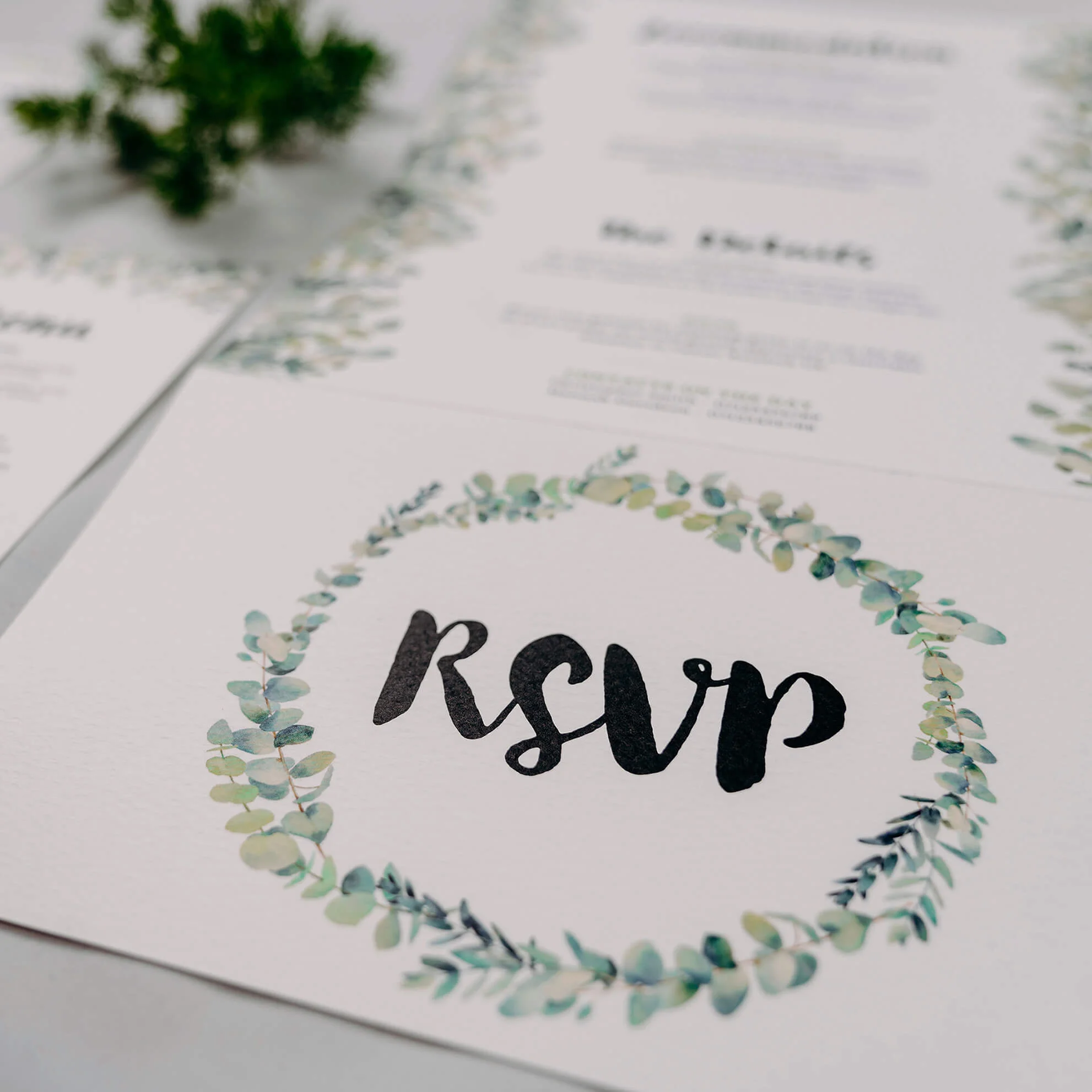 Rustic Green & White Eucalyptus Concertina Folded Wedding Invitation
