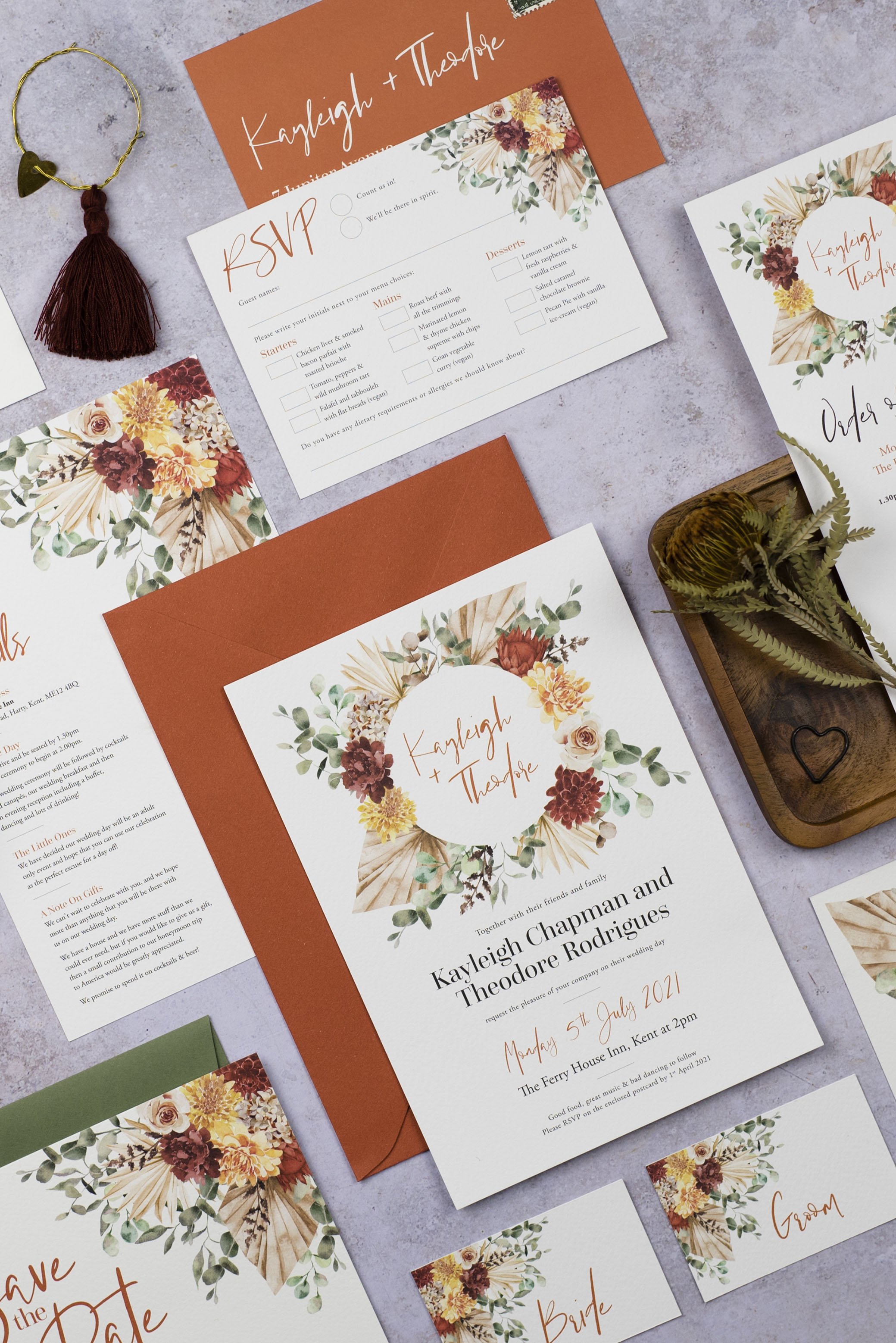Day Evening RSVP Shabby Chic Floral Illustration Postcard Wedding Invitation 