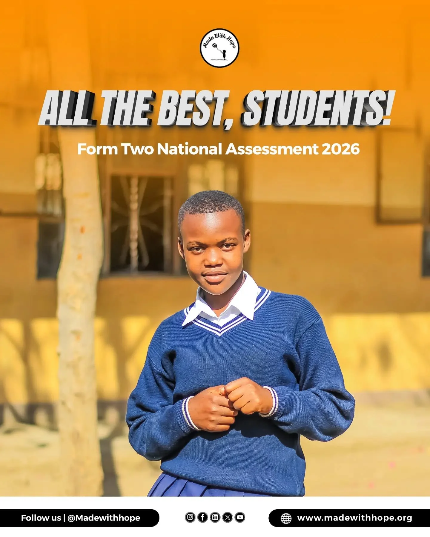 All the best to all Form Two students sitting for the FTNA 2026! 

As you begin your examinations, believe in yourself, stay focused, and remember that your hard work and determination will take you far. Take each paper with confidence, manage your t