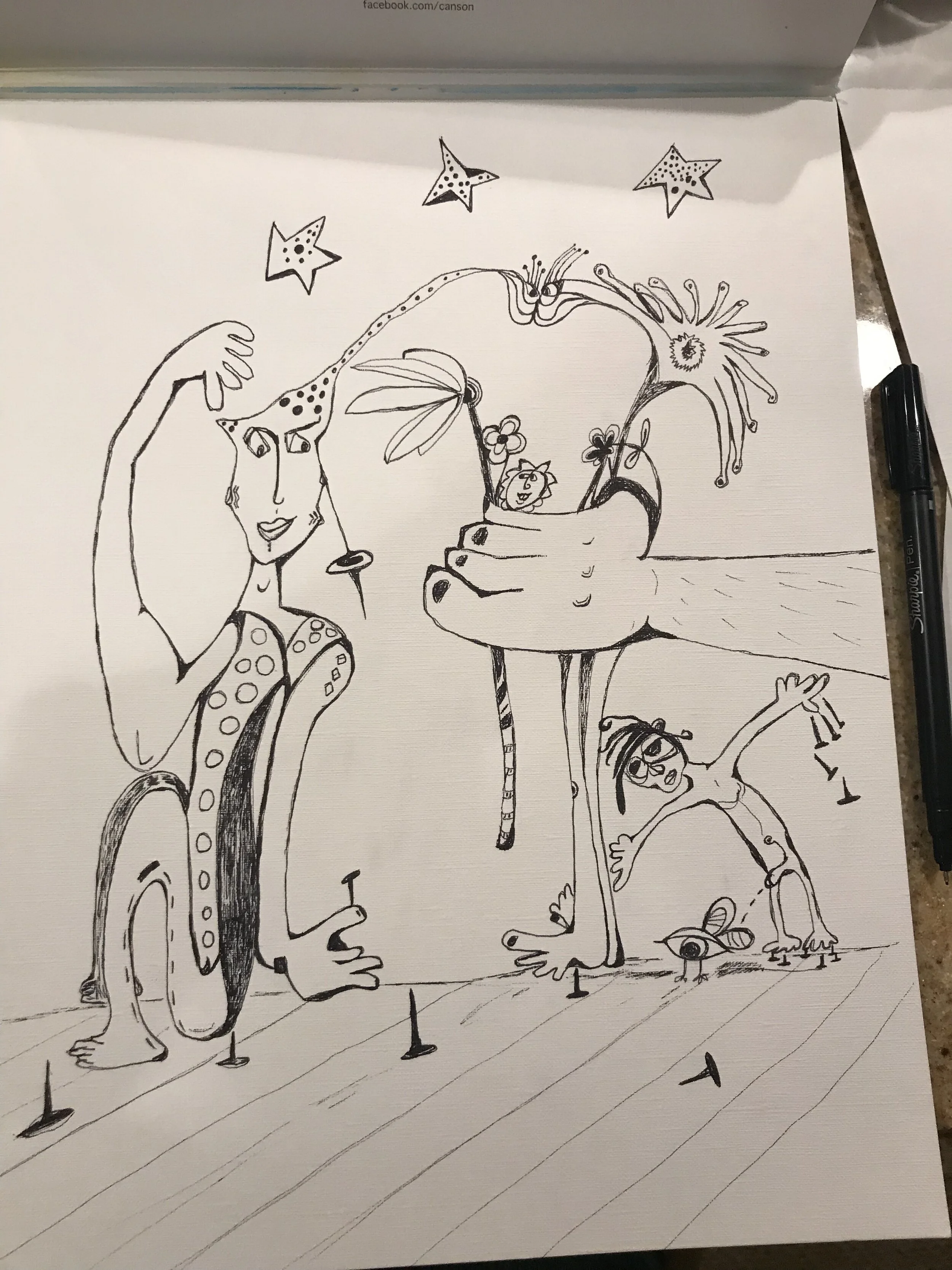  SOLD Original Art    “Off the Wall “ ink on paper 