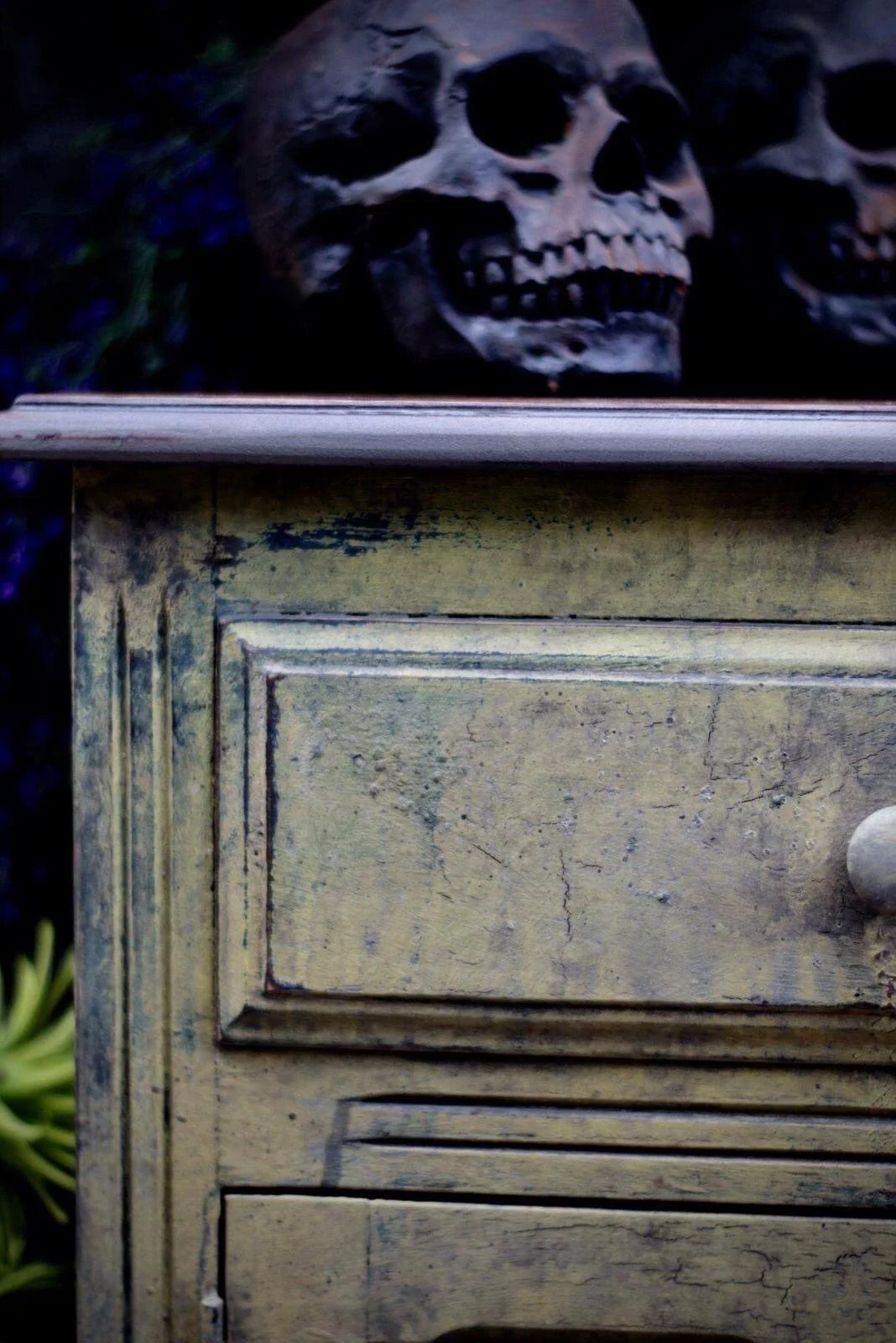 *SOLD* SIDEBOARD PAINTED OLIVE GREENS SOLID WOOD RUSTIC FARMHOUSE STYLE