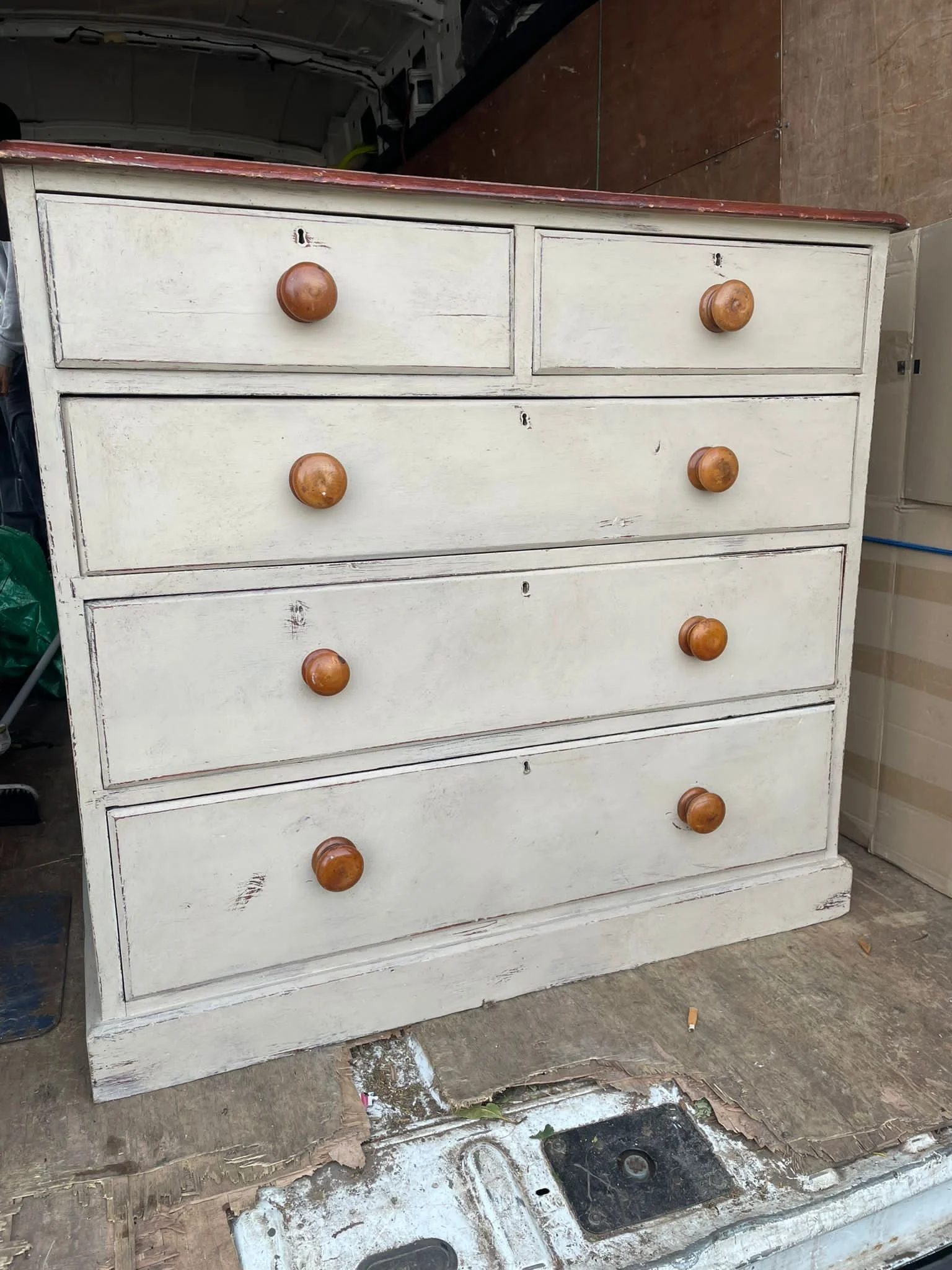 CHEST OF DRAWERS SOLID MAHOGANY PAINTED COUNTRY GREY