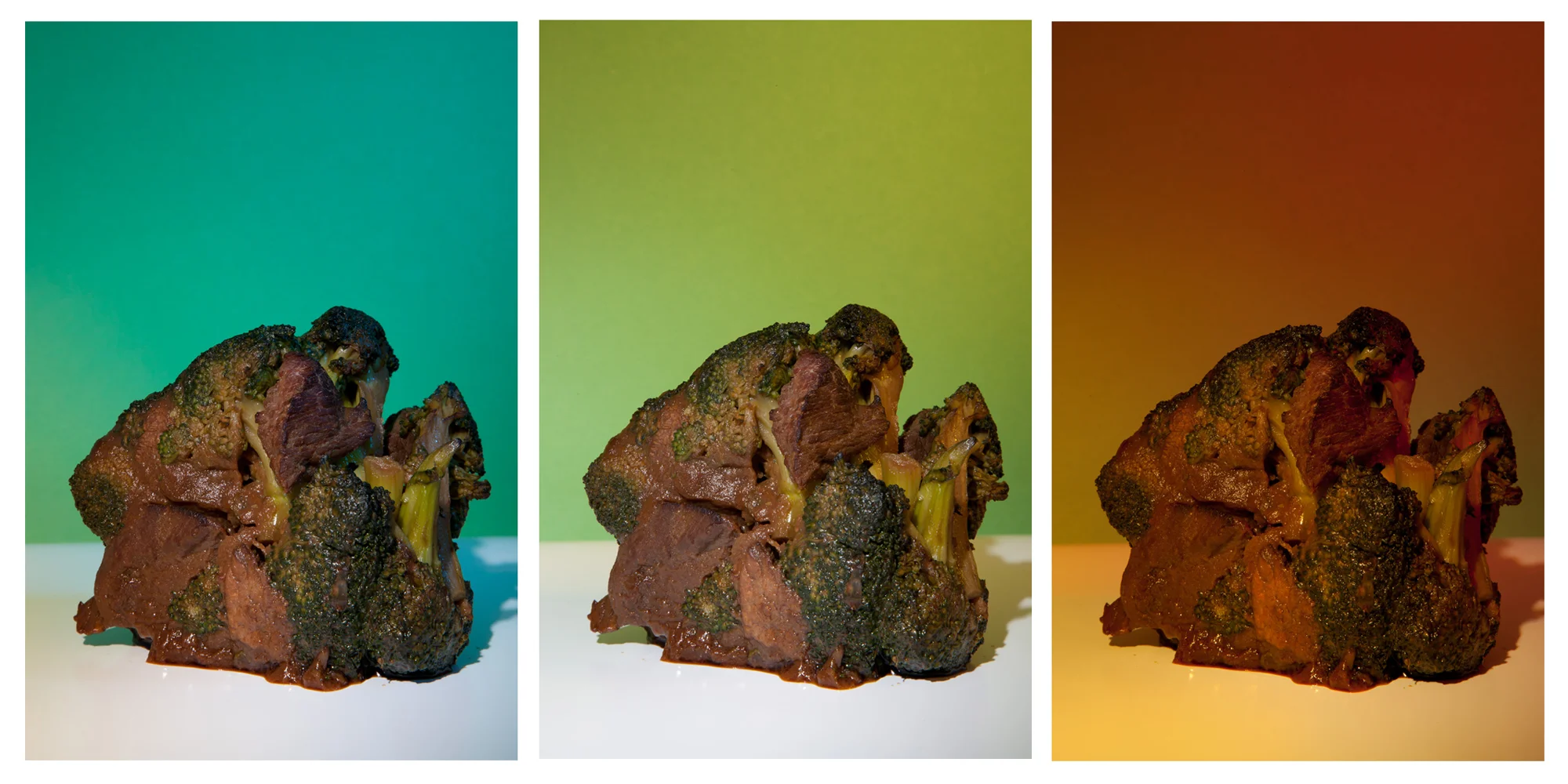 Beef and Broccoli #5-1, #5-2, #5-3, 10”x16" each, Archival Inkjet Print, 2011. 芥蘭牛五號之一、五號之二、五號之三,25x40公分,無酸微噴藝術紙,2011。