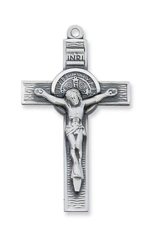 Sterling Benedict Medal Crucifix Necklace — Good Shepherd