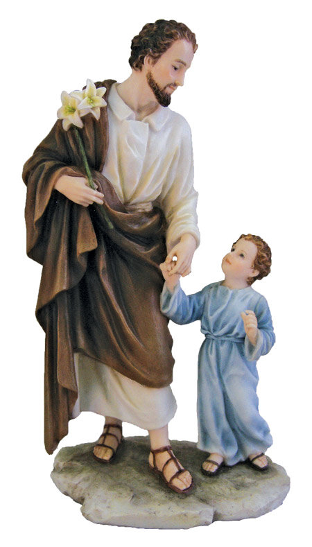 Hand Painted Joseph and Child 9" Statue