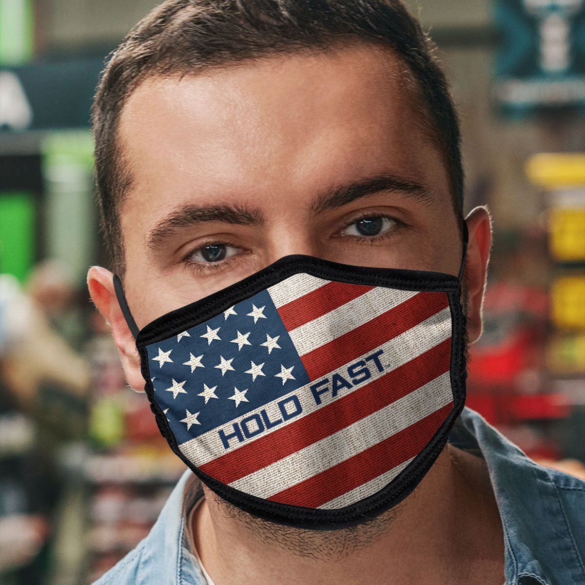 Face mask-American flag-Hold Fast